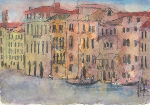 The Venice Facade I Black Ornate Wood Framed Art Print with Double Matting by Dixon, Samuel