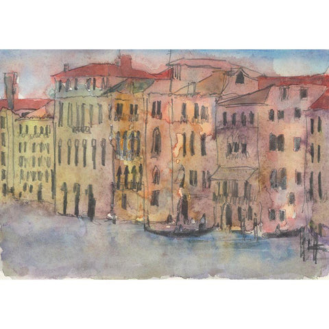 The Venice Facade I Black Modern Wood Framed Art Print with Double Matting by Dixon, Samuel