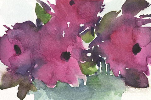 Floral Pretty II White Modern Wood Framed Art Print with Double Matting by Dixon, Samuel