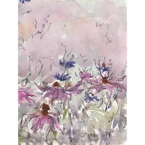 Floral Entertainment I Gold Ornate Wood Framed Art Print with Double Matting by Dixon, Samuel