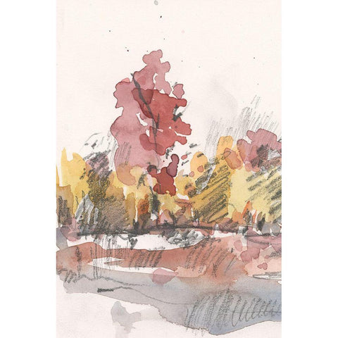 Watercolor Treeline Sketch I White Modern Wood Framed Art Print by Dixon, Samuel