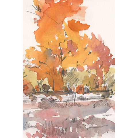 Watercolor Treeline Sketch II White Modern Wood Framed Art Print by Dixon, Samuel