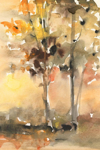 Fall Foliage Watercolor II White Modern Wood Framed Art Print with Double Matting by Dixon, Samuel