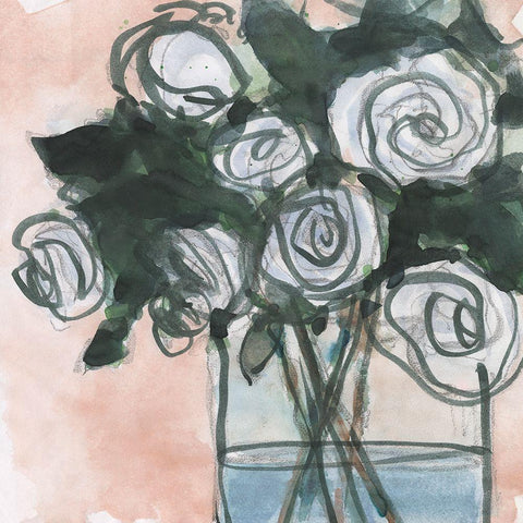 Floral Bunch I White Modern Wood Framed Art Print by Dixon, Samuel