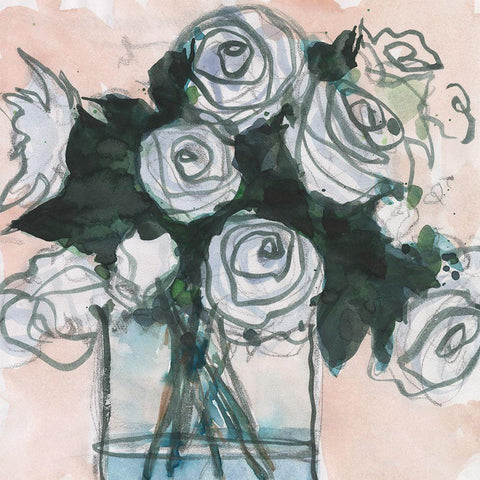 Floral Bunch II White Modern Wood Framed Art Print by Dixon, Samuel