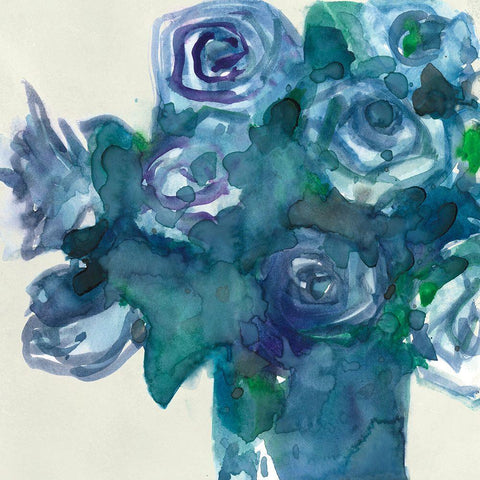 Turquoise Bunch I Black Ornate Wood Framed Art Print with Double Matting by Dixon, Samuel