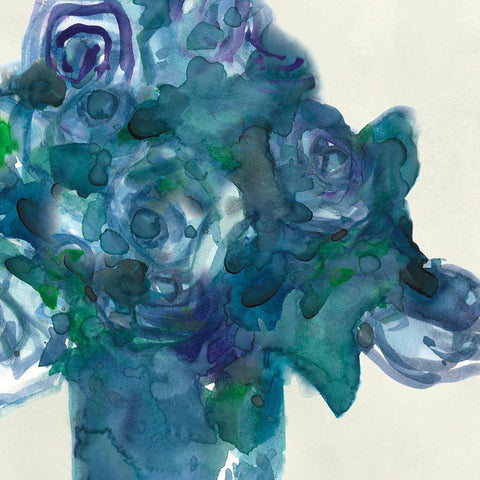 Turquoise Bunch II Black Modern Wood Framed Art Print with Double Matting by Dixon, Samuel