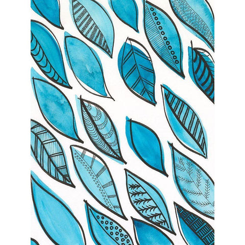 Patterned Leaf Shapes I Gold Ornate Wood Framed Art Print with Double Matting by Moore, Regina