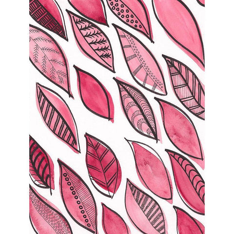 Patterned Leaf Shapes III Gold Ornate Wood Framed Art Print with Double Matting by Moore, Regina