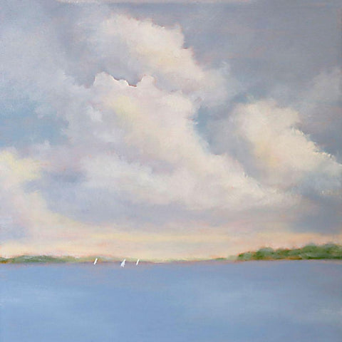 Down River White Modern Wood Framed Art Print by Andersen, Catherine