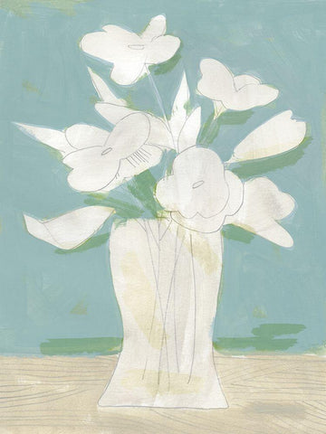 Muted Spring Arrangement I White Modern Wood Framed Art Print with Double Matting by Green, Jacob