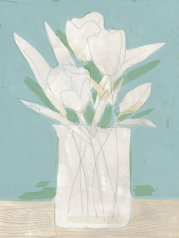 Muted Spring Arrangement II White Modern Wood Framed Art Print with Double Matting by Green, Jacob