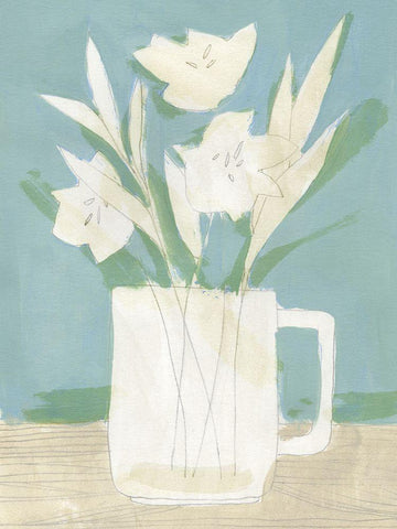 Muted Spring Arrangement III White Modern Wood Framed Art Print with Double Matting by Green, Jacob