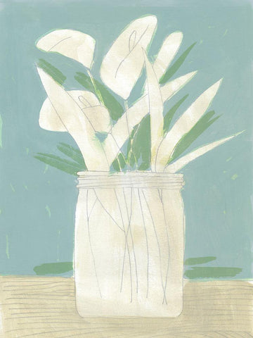 Muted Spring Arrangement IV White Modern Wood Framed Art Print with Double Matting by Green, Jacob