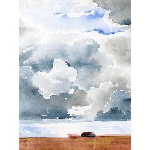 Kansas Clouds I Black Modern Wood Framed Art Print with Double Matting by Parker, Jennifer Paxton