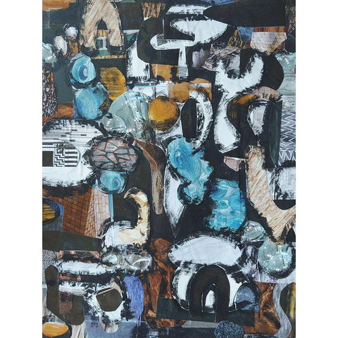 California Beach Blue Glass Gold Ornate Wood Framed Art Print with Double Matting by Good, Coco