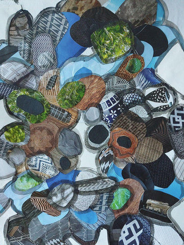 Catalina Island Blue Glass White Modern Wood Framed Art Print with Double Matting by Good, Coco