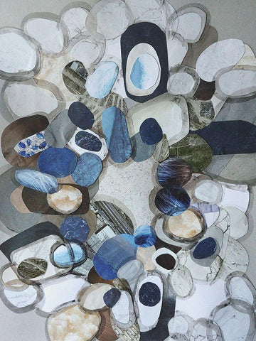 Santa Cruz Beach Stones White Modern Wood Framed Art Print with Double Matting by Good, Coco