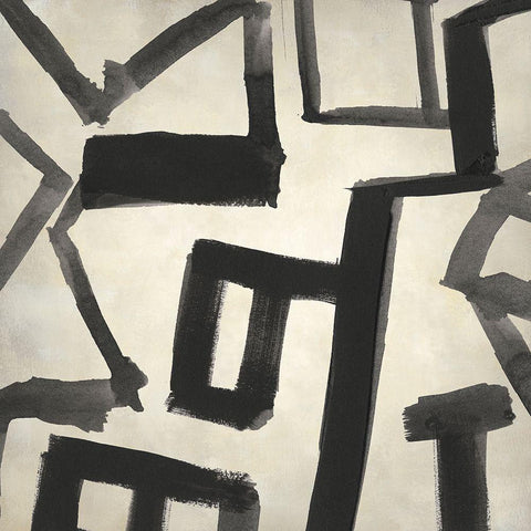 Onyx Maze I Black Modern Wood Framed Art Print with Double Matting by Parker, Jennifer Paxton