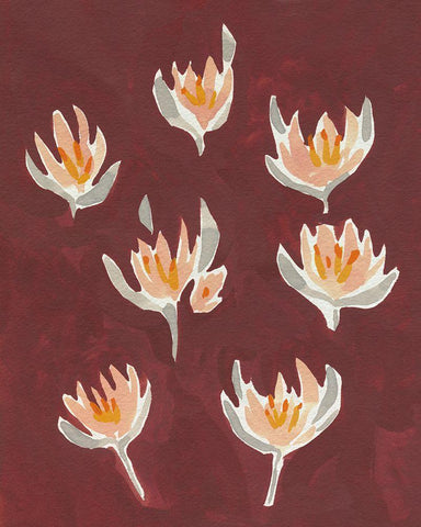 Pink Potpourri I White Modern Wood Framed Art Print with Double Matting by Caroline, Emma