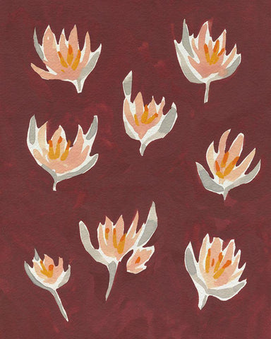 Pink Potpourri II White Modern Wood Framed Art Print with Double Matting by Caroline, Emma