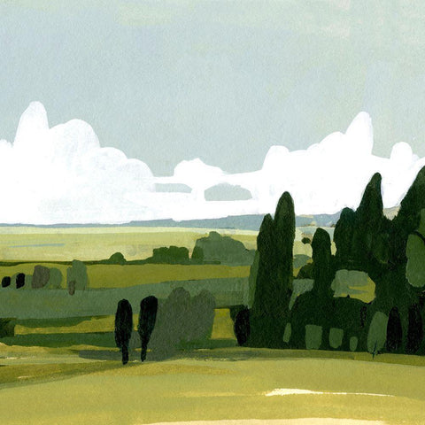 Verdant Summer II White Modern Wood Framed Art Print with Double Matting by Caroline, Emma