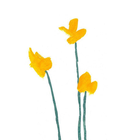 Simple Buttercups II White Modern Wood Framed Art Print with Double Matting by Green, Jacob