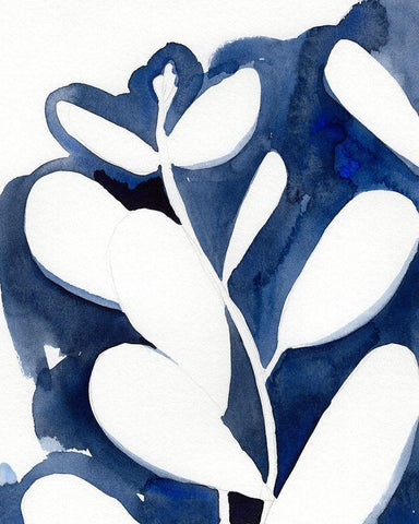 Blue Eucalyptus II White Modern Wood Framed Art Print with Double Matting by Green, Jacob