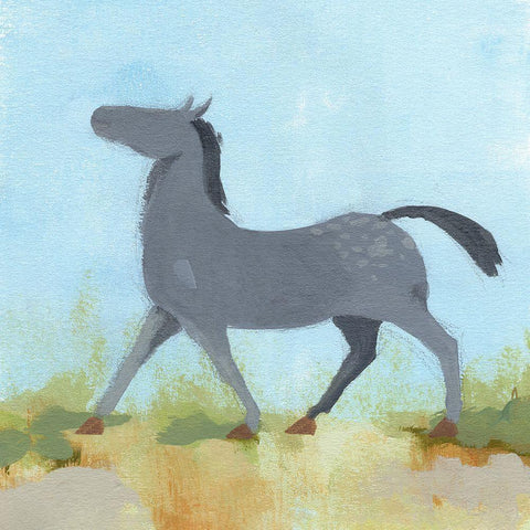 Wild Pony III White Modern Wood Framed Art Print with Double Matting by Green, Jacob