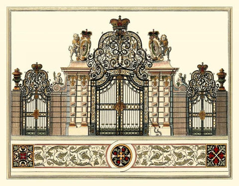 The Grand Garden Gate I Black Ornate Wood Framed Art Print with Double Matting by Kleiner, O.