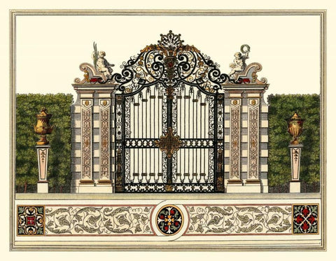 The Grand Garden Gate II White Modern Wood Framed Art Print with Double Matting by Kleiner, O.