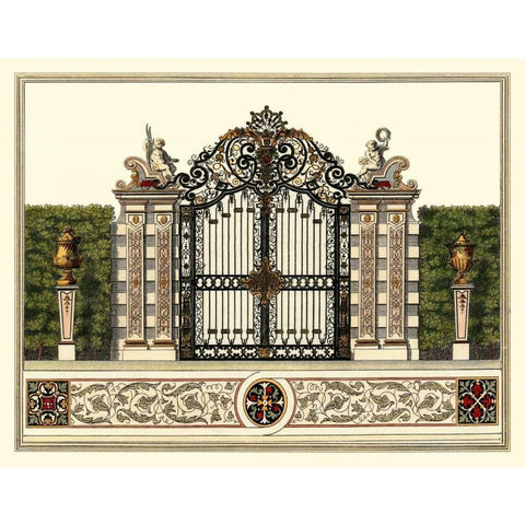 The Grand Garden Gate II Black Modern Wood Framed Art Print by Kleiner, O.