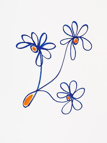 Wobbly Blooms III White Modern Wood Framed Art Print with Double Matting by Gianni, Katie