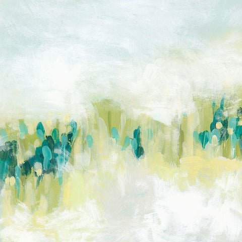 Hazy Meadow I White Modern Wood Framed Art Print by Vess, June Erica