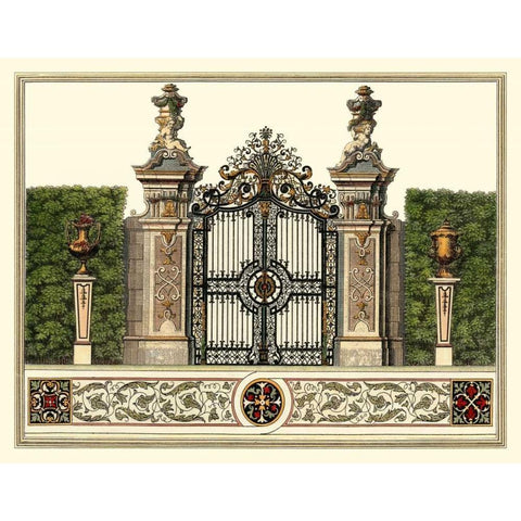 The Grand Garden Gate III White Modern Wood Framed Art Print by Kleiner, O.