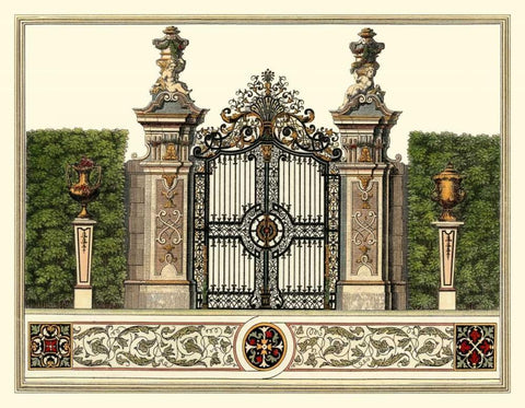 The Grand Garden Gate III White Modern Wood Framed Art Print with Double Matting by Kleiner, O.