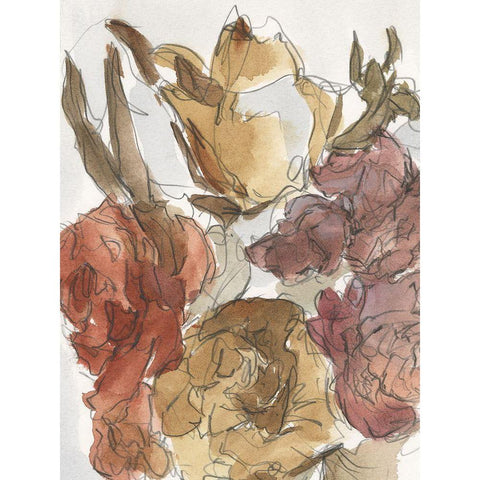 Cropped Floral Arrangement I Gold Ornate Wood Framed Art Print with Double Matting by Harper, Ethan