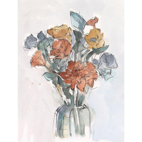 Watercolor Floral Arrangement I Gold Ornate Wood Framed Art Print with Double Matting by Harper, Ethan