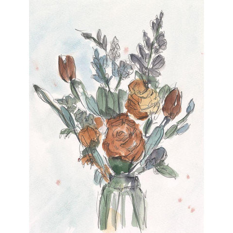 Watercolor Floral Arrangement II Gold Ornate Wood Framed Art Print with Double Matting by Harper, Ethan