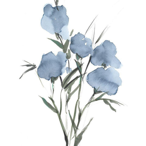 Watercolor Blue Bouquet I Black Modern Wood Framed Art Print with Double Matting by Harper, Ethan