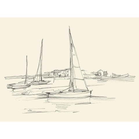 Coastal Contour Sketch I Black Modern Wood Framed Art Print by Harper, Ethan