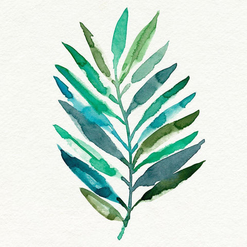 Watercolor Palm Impression IV White Modern Wood Framed Art Print with Double Matting by Warren, Annie