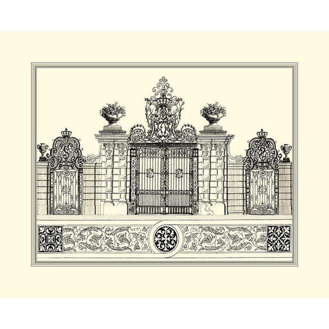BW Grand Garden Gate IV Black Modern Wood Framed Art Print with Double Matting by Kleiner, O.