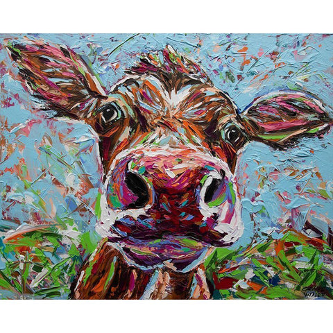 Cow From Another Planet II Black Modern Wood Framed Art Print by Vitaletti, Carolee