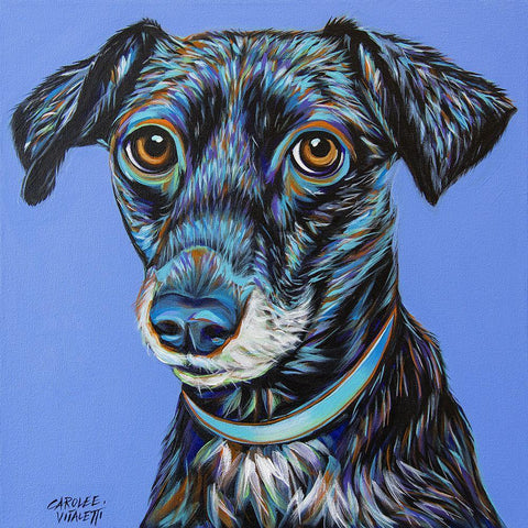 Blue Black Hound White Modern Wood Framed Art Print with Double Matting by Vitaletti, Carolee