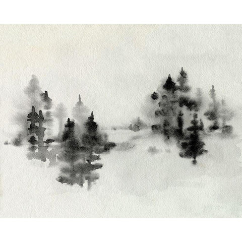 Inked Pine Forest I White Modern Wood Framed Art Print by Caroline, Emma