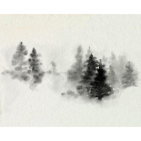 Inked Pine Forest II White Modern Wood Framed Art Print by Caroline, Emma