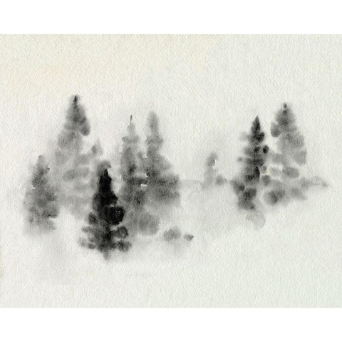 Inked Pine Forest III White Modern Wood Framed Art Print by Caroline, Emma