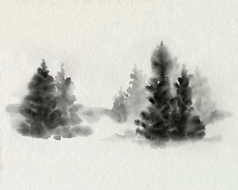 Inked Pine Forest IV White Modern Wood Framed Art Print with Double Matting by Caroline, Emma