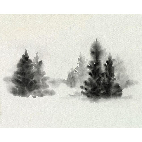 Inked Pine Forest IV Black Modern Wood Framed Art Print by Caroline, Emma